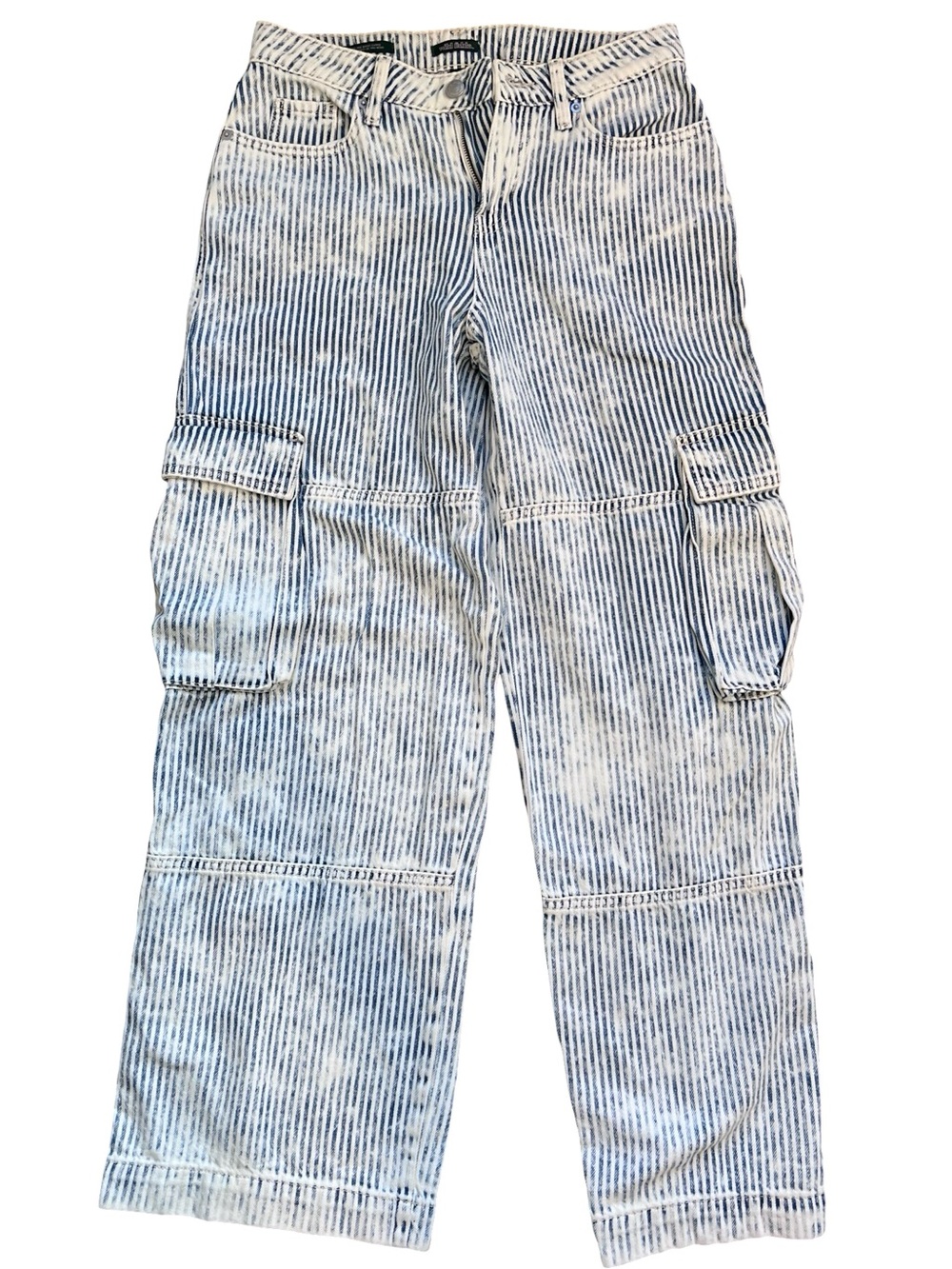 Women’s Wild Fable Mid-Rise Baggy Cargo Utility Jeans Railroad Strips